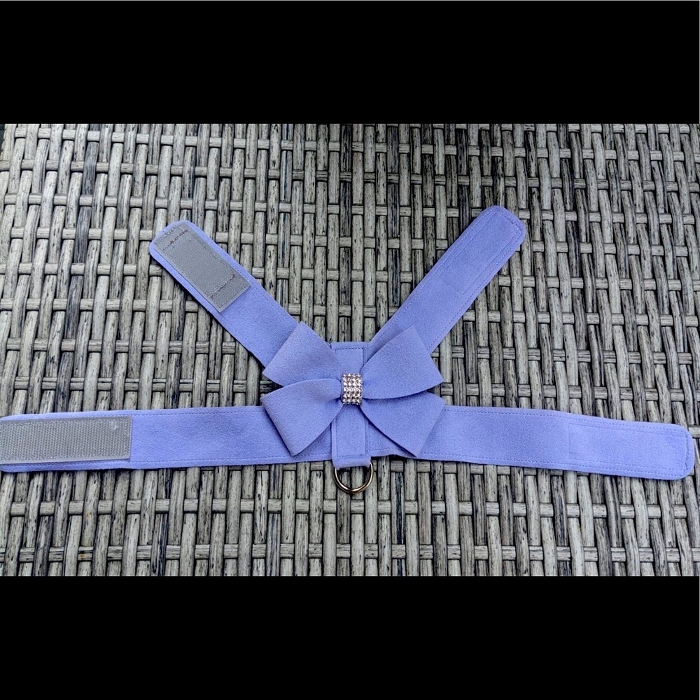 Susan Lanci Ultrasuede Swarovski Dog Harness / Lavender / Small